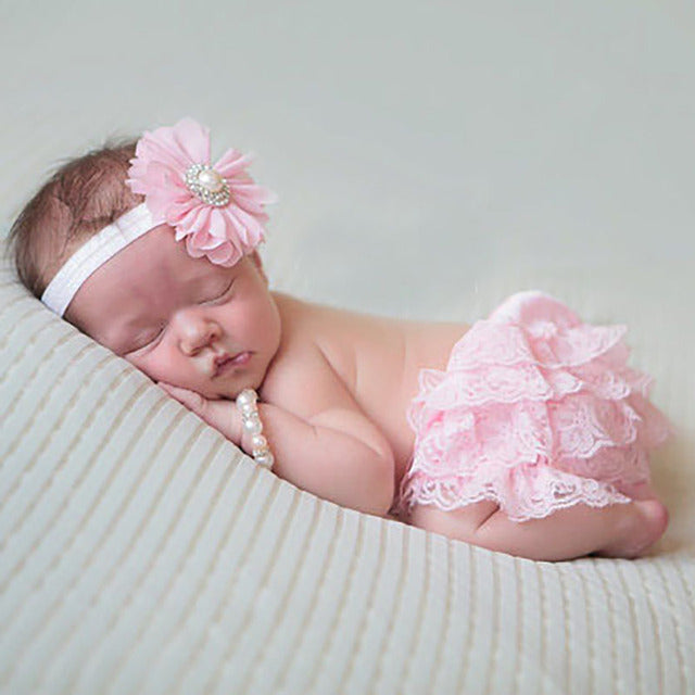 Lace-Trimmed Cotton Shorts for Babies
