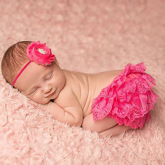 Lace-Trimmed Cotton Shorts for Babies