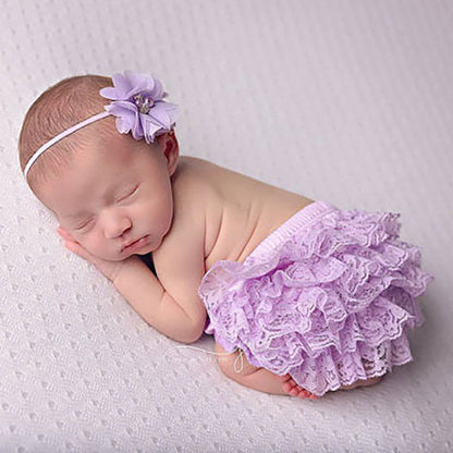 Lace-Trimmed Cotton Shorts for Babies