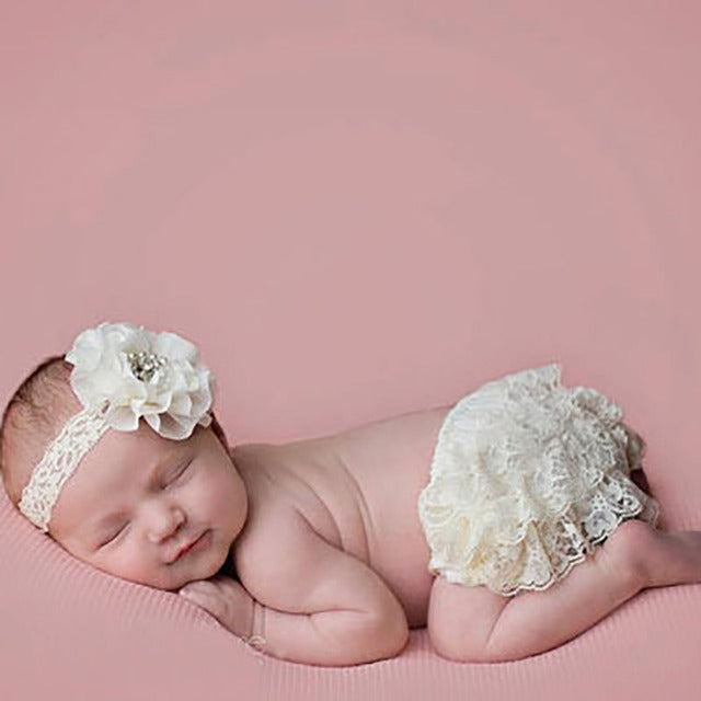 Lace-Trimmed Cotton Shorts for Babies