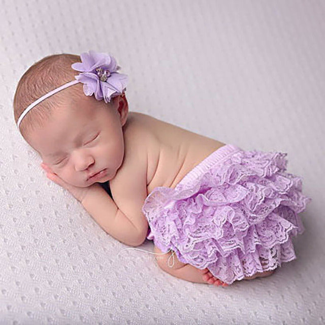 Lace-Trimmed Cotton Shorts for Babies