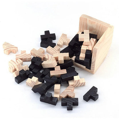 3D Cube Puzzle Luban Interlocking Creative Educational Wooden Toy Brain IQ Mind Early Learning Game Gift for Children Letter 54T